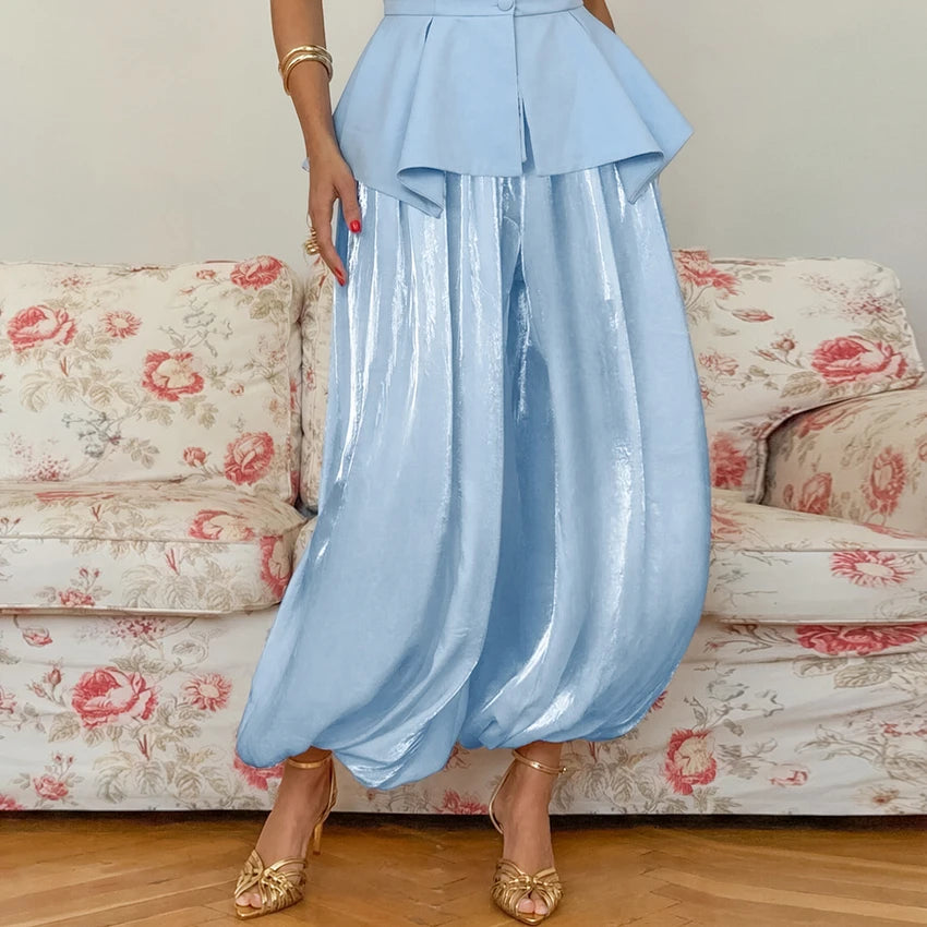 Calças Plissadas Femininas em Crepe  – Elegância e Conforto